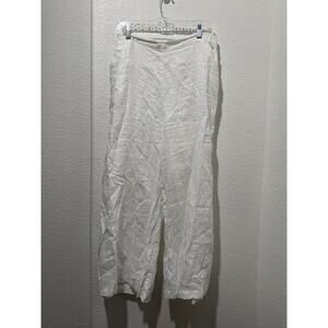 CP Shades Wendy Wide Leg Solid White Linen Pull on Pants Women's XL